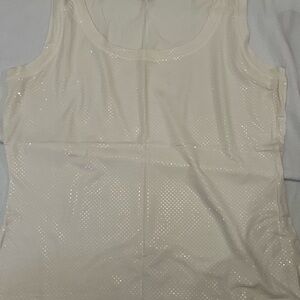 St. John White Shimmer Tank Top Large